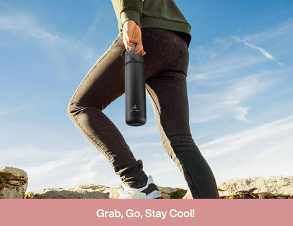 POWCAN 26 oz Insulated Water Bottle with 2-in-1 Straw and Spout Lid, Keep Cold 24H, Leak-Proof, Fits in Car Cup Holder, Stainless Steel Water Bottle for Sports, Travel, and School (Mint)