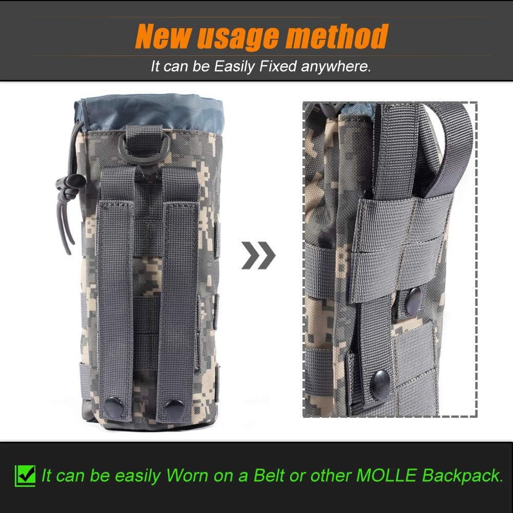 Upgraded Tactical Drawstring Molle Water Bottle Holder Tactical Pouches