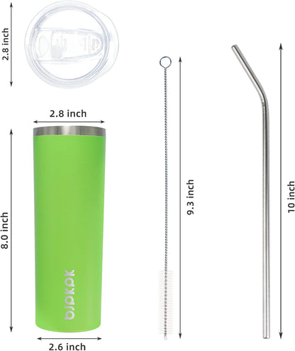 BJPKPK Skinny Tumbler with Lid 20 oz Stainless Steel Vacuum Insulated Double Wall Travel Coffee Water Tumblers Cup,White