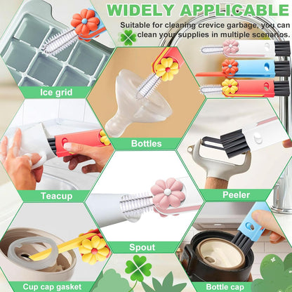 3 in 1 Cup Lid Cleaning Brush, Portable Water Bottle Brush, Multifunctional Bottle Cleaner Brush Set for Tight Spaces, Bottle Gaps, Tumblers, Travel Mug Caps(3 PCS)