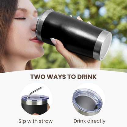 MEWAY 20oz Tumbler Cup Double Wall Vacuum Insulated Travel Mug Bulk, Stainless Steel Tumblers with Lid and Straw, Durable Powder Coated Coffee Cups for Cold & Hot Drinks (Navy, 1)