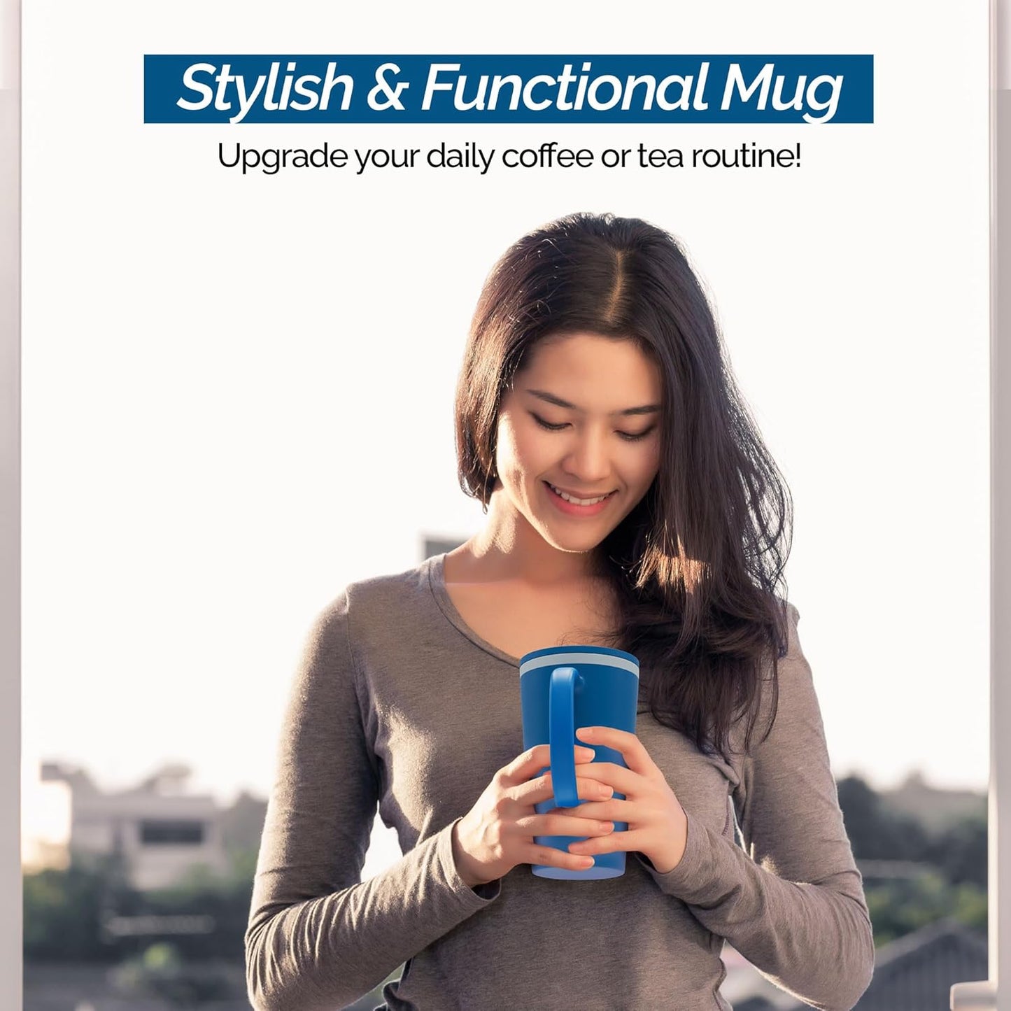 Copco Cone Desk Mug, 16 oz - Double Wall Insulated Coffee Mug with Twist-Off Lid, Handle & Slide Tab - Travel-Friendly Cup for Hot or Cold Drinks, BPA-Free, Microwave & Dishwasher Safe (Brown)