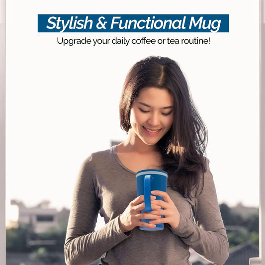 Copco Cone Desk Mug, 16 oz - Double Wall Insulated Coffee Mug with Twist-Off Lid, Handle & Slide Tab - Travel-Friendly Cup for Hot or Cold Drinks, BPA-Free, Microwave & Dishwasher Safe (Brown)