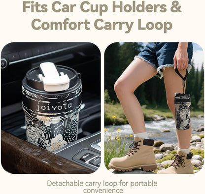 20oz Artic Ceramic Lined Coffee Tumbler, 3D Floral Print Design, Insulated Stainless Steel Travel Mug with Lid and Straw, BPA-Free Leak-Proof for Hot & Iced Coffee Tea, Unique Gifts for Women