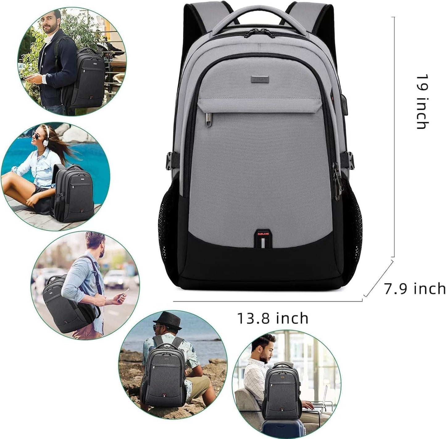 DUSLANG 17 Inch Laptop Backpack for Travel Water Resistant College Backpack for Men/Women Laptop Bag with USB Charging Port,Black - Colors B