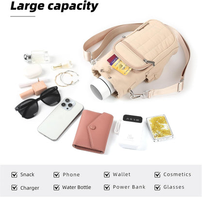 Rueesh Water Bottle Holder Bag with Adjustable Strap, Insulated Bottle Carrier Bag RFID Crossbody Sling Bag for Gym Walking