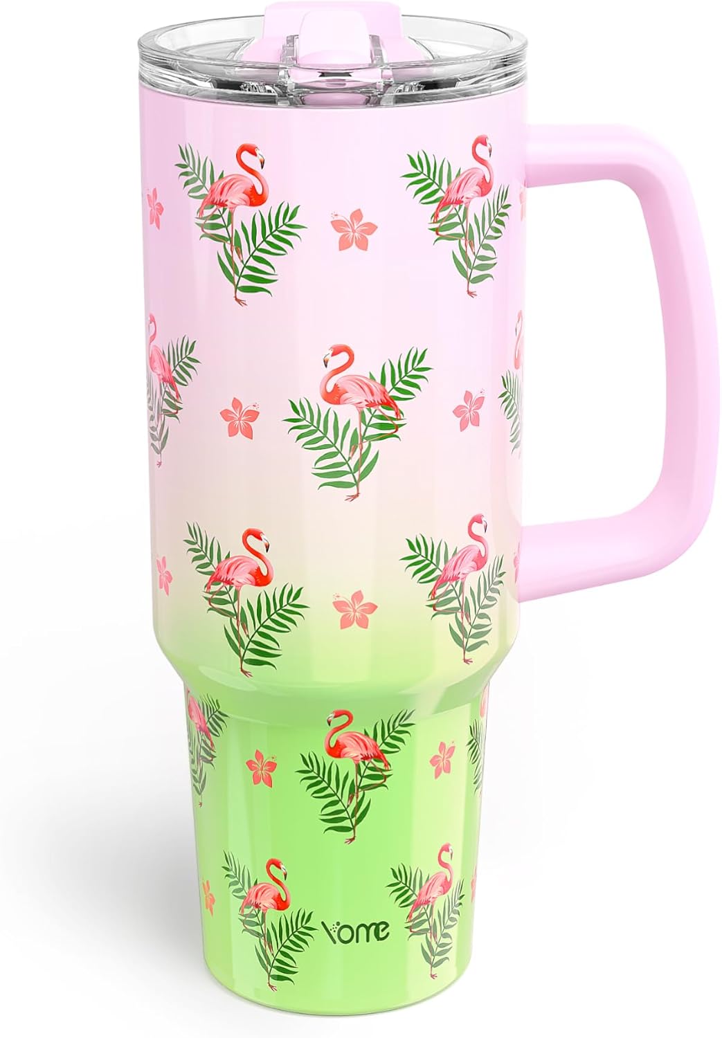 YOME 40oz Nurse Tumbler with Handle and Flip Straw | Stainless Steel Insulated Water Bottle | Keeps Drinks Cold | Dishwasher Safe | Cupholder Friendly | Gift Gym Travel Yoga