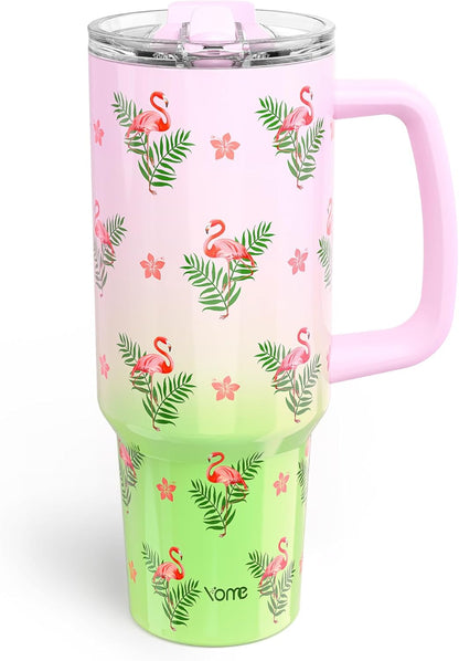 YOME 40oz Nurse Tumbler with Handle and Flip Straw | Stainless Steel Insulated Water Bottle | Keeps Drinks Cold | Dishwasher Safe | Cupholder Friendly | Gift Gym Travel Yoga