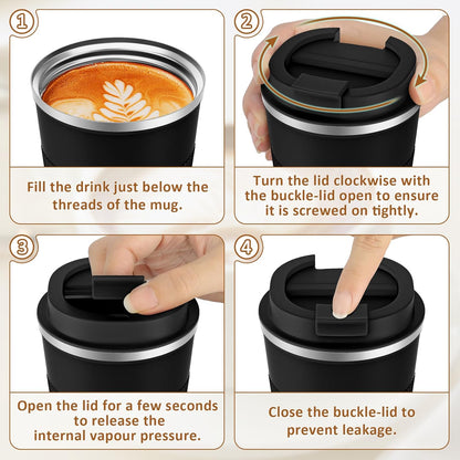 KETIEE Travel Coffee Mug Spill Proof 12oz, Insulated Travel Mug to Go, Reusable Coffee Cup with Seal Lid, Vacuum Stainless Steel Tumbler for Hot/Cold Drinks (Red)