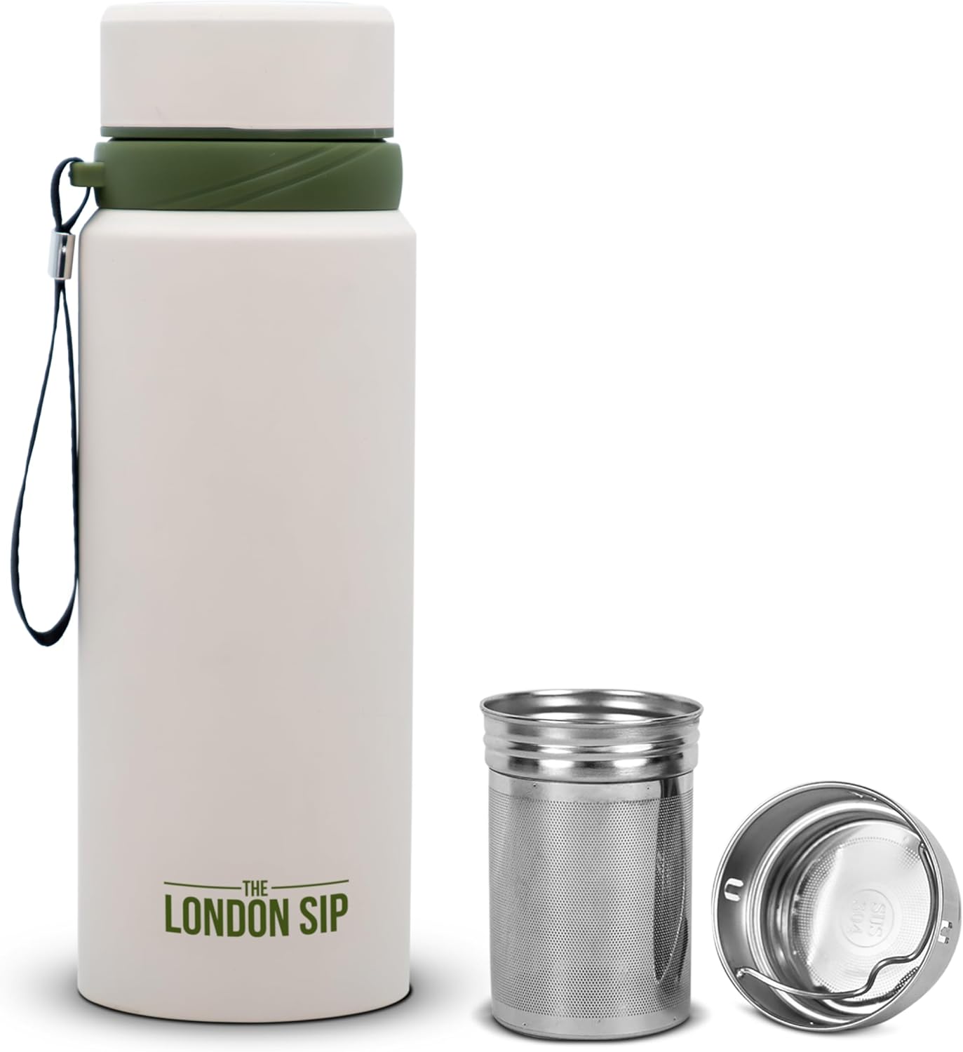 London Sip 25 oz Multi-Function Travel Mug and Tumbler Tea Infuser Water Bottle Fruit Infuser Flask Hot and Cold Double Wall Stainless Steel Coffee Thermos, Cosmic Silver