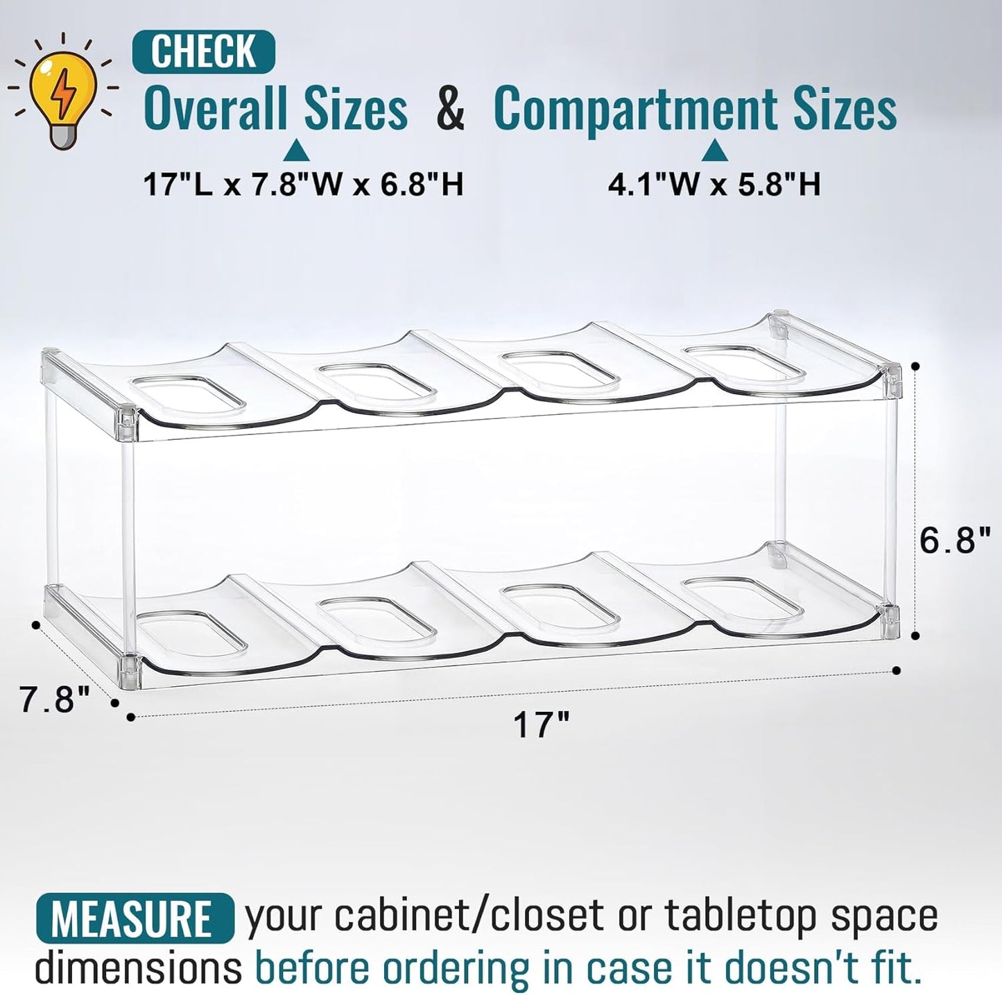 Design for Stanley 40 OZ & Large Bottles & Tumblers with Handle - Acrylic Water Bottle Organizer - Stackable Clear Wine Rack Cup Holder for Home Kitchen Pantry Shelf Countertop Cabinet, 4 Tier Hold 16