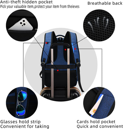 DUSLANG 17 Inch Laptop Backpack for Travel Water Resistant College Backpack for Men/Women Laptop Bag with USB Charging Port,Black - Colors A