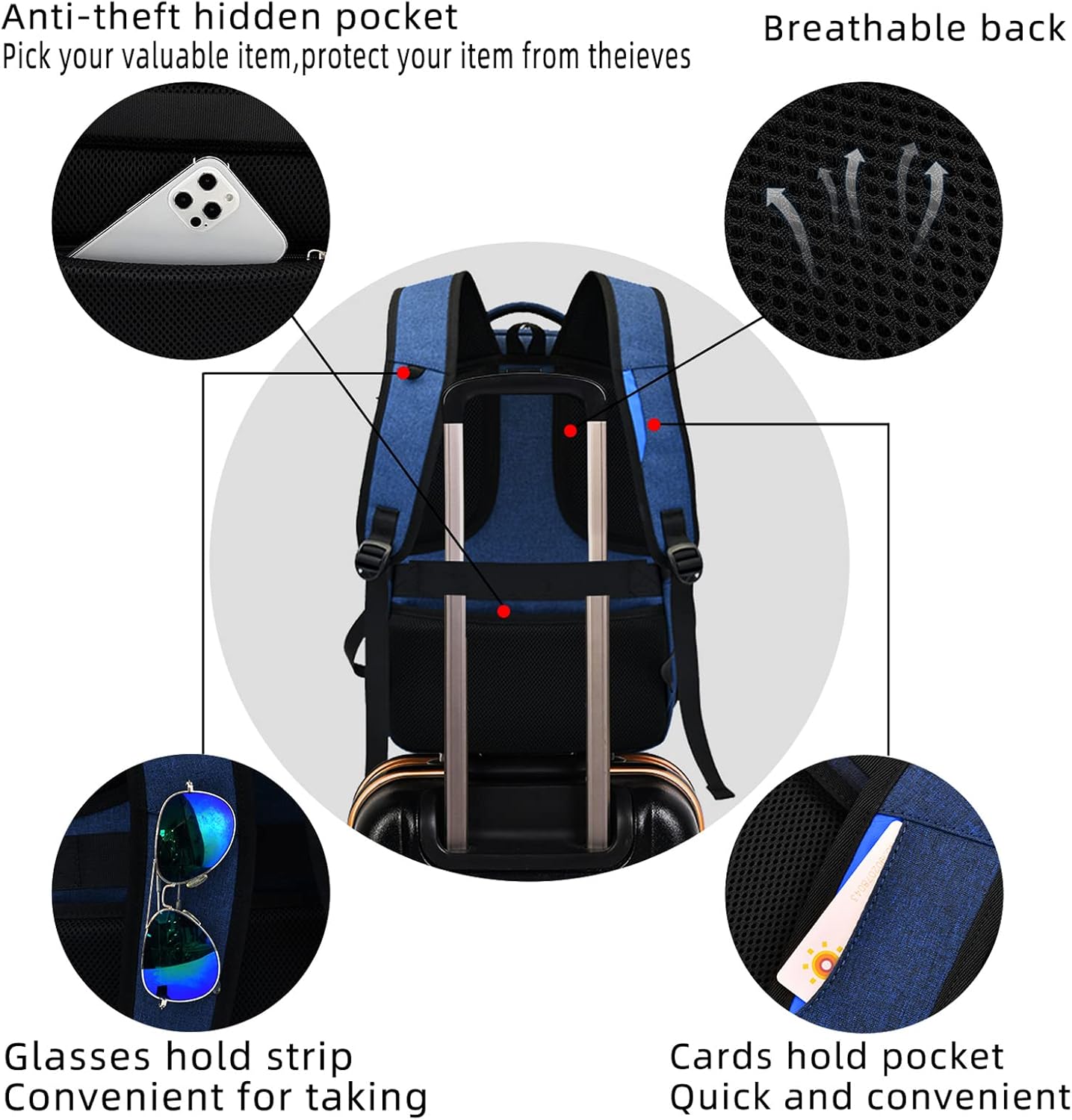DUSLANG 17 Inch Laptop Backpack for Travel Water Resistant College Backpack for Men/Women Laptop Bag with USB Charging Port,Black - Colors B