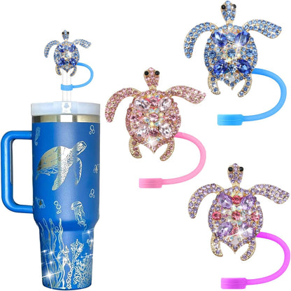 Cute Straw Cover Cap for Stanley Cup Accessories,Bling Straw Toppers for Stanley Tumbler 40&30 oz,Reusable Straws Tips Protectors Compatible with 10mm Straws