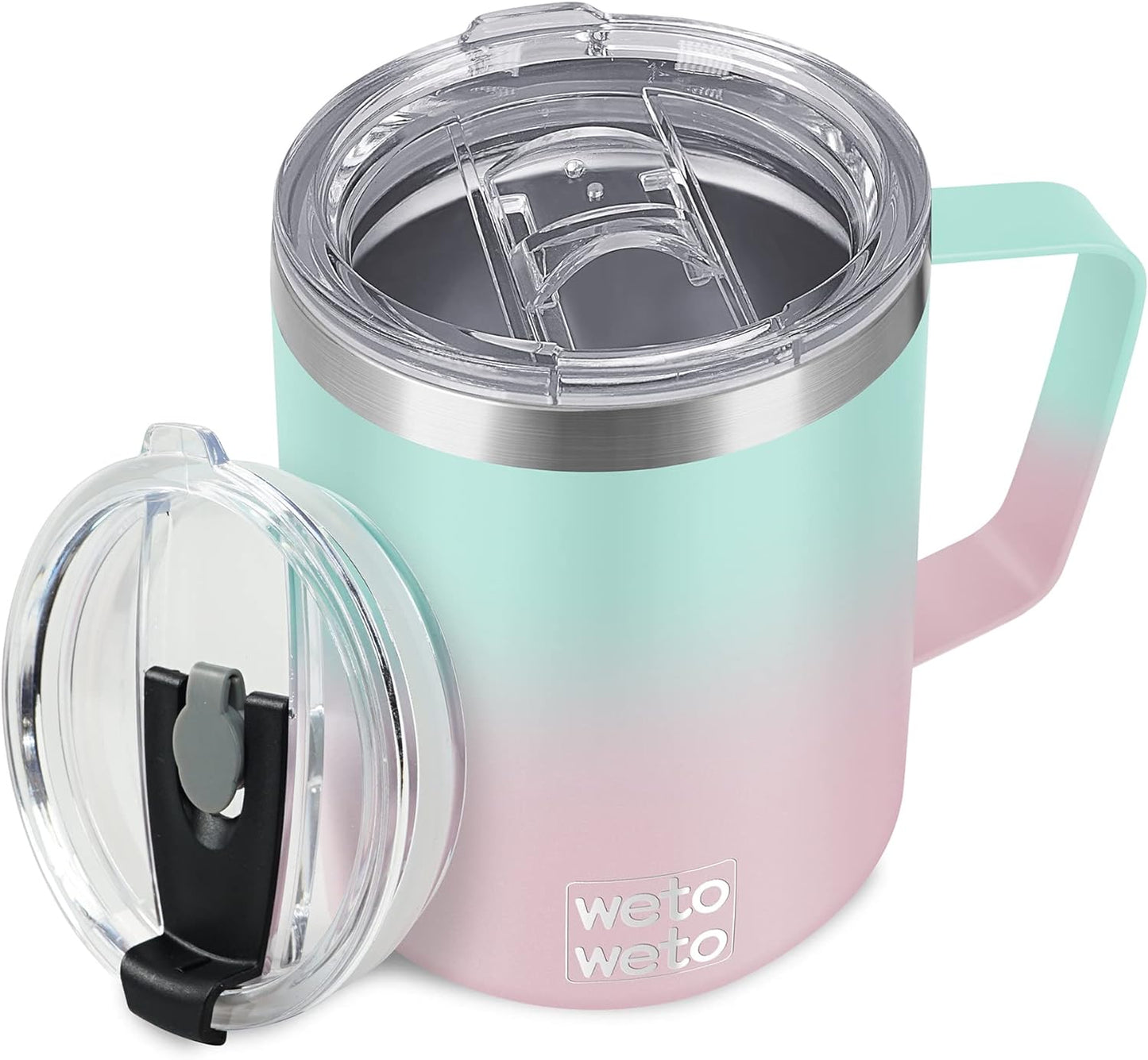 WETOWETO 14 oz Coffee Mug, Vacuum Insulated Camping Mug with Lid, Double Wall Stainless Steel Travel Tumbler Cup, Thermal Coffee Mug, Powder Coated Navy Blue