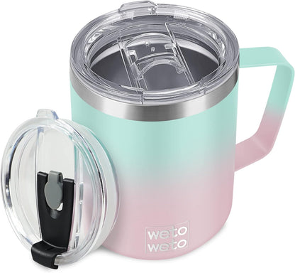 WETOWETO 14 oz Coffee Mug, Vacuum Insulated Camping Mug with Lid, Double Wall Stainless Steel Travel Tumbler Cup, Thermal Coffee Mug, Powder Coated Navy Blue