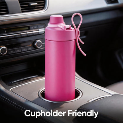 Fijinhom 18 oz Insulated Water Bottle with Handle, 304 Stainless Steel Double Wall Vacuum, Keep 24H Cold, Leak Proof, BPA-Free,with Lid & Non-Slip Bottom for Outdoor, Sports, Work, Travel (Black)