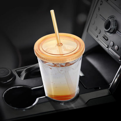 Zukro Clear Acrylic Tumbler with Straw and Lid 32 oz, Double Walled Insulated Reusable Plastic Iced Coffee Cup, To Go Cup Perfect for Parties, Birthdays, Fit in Cupholder, BPA Free, Clear, 2 Pack