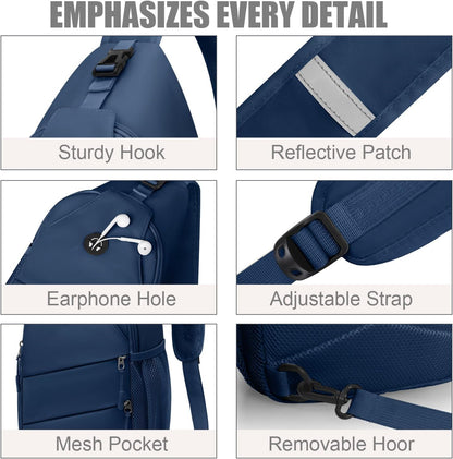 Pritent Crossbody Bags for Women Men Trendy Sling Bag Backpack Casual Chest Bag with Convertible Shoulder Strap