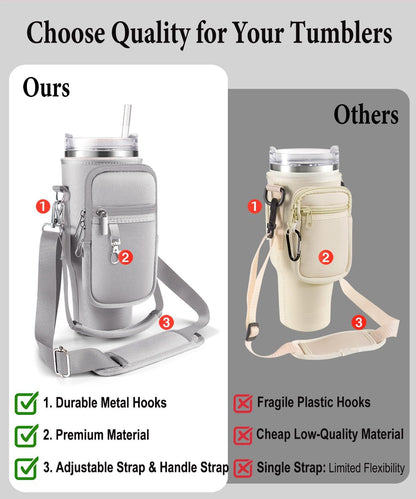 Carrier Bag with Phone Pocket for Stanley 40 oz Tumbler with Handle & Simple Modern 40oz Tumbler - Water Bottle Sling Sleeve Holder for Stanley Cup Accessories with Adjustable Shoulder & Hand Strap
