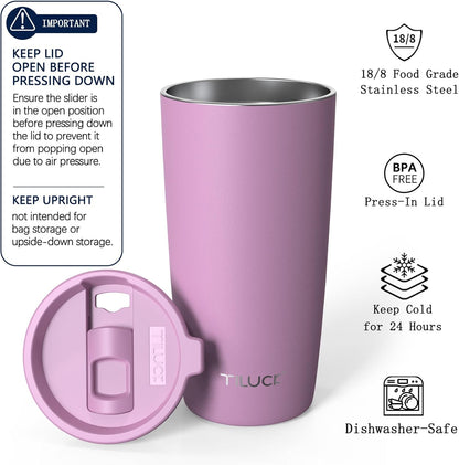 TILUCK 20 oz Insulated Tumbler with BPA-Free Lid, Stainless Steel Vacuum Travel Coffee Mug, Double Wall Coffee Tumbler（20oz，Matte DarkBlue）