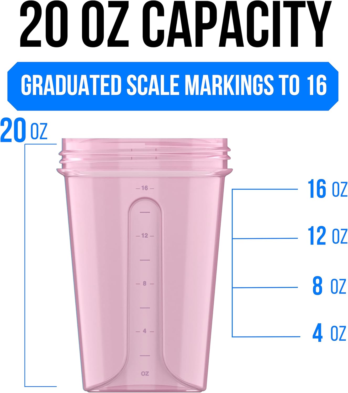 VELOMIX -4 PACK- 20 OZ Protein Shaker Bottle for Protein Mixes - 4x Wire Whisk | Leak Proof Shaker Cups for Protein Shakes | Stackable Protein Shaker Bottle Pack | Dishwasher Safe (Berry Blend)