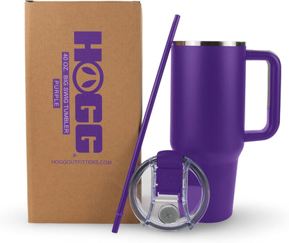 Hogg Big Swig 40 oz Tumbler with Handle and Straw - Red, 40oz Insulated Stainless Steel, Water Tumbler with Straw, Water Cup with Handle, Versatile Leak Proof Lid