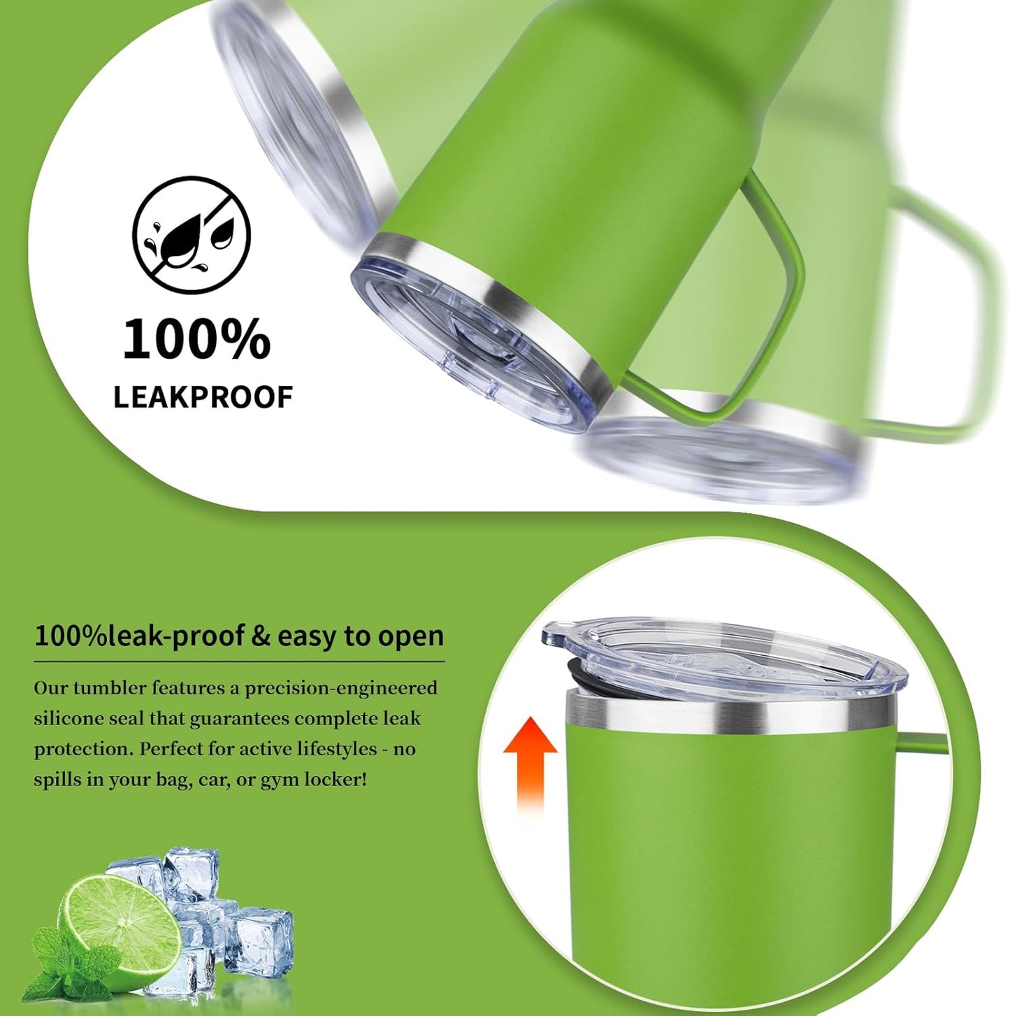 20oz Insulated Tumbler with Handle Stainless Steel Travel Coffee Mug with Lid and Straw Double Wall Vacuum Leak-proof Reusable Thermal Water Cup for Hot and Cold Drinks (Purple,1 Pack)