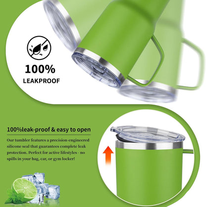 20oz Insulated Tumbler with Handle Stainless Steel Travel Coffee Mug with Lid and Straw Double Wall Vacuum Leak-proof Reusable Thermal Water Cup for Hot and Cold Drinks (Purple,1 Pack)