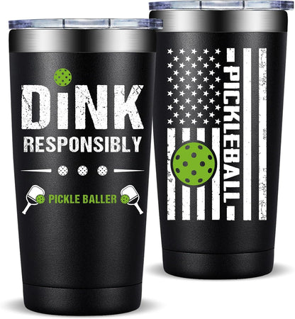 Fufandi Pickleball Gifts for Men Women - Pickle Ball Dink Responsibly - Christmas, Birthday Gifts for Pickleball Lovers Player Coach - Tumbler Cup 20oz