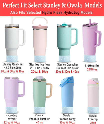 KTKUDY 2 PCS Glitter Silicone Boot Compatible with Stanley Tumbler 20 30 40 oz & Fits Hydro Flask Water Bottle 12-24oz & Fits Yeti, Simple Modern, Owala Cup - Bling Cup Bottom Protector Accessories
