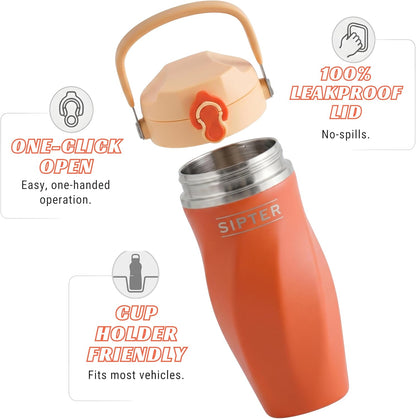 Earth Stone - 24oz Insulated Protein Shaker Bottle - Medical-Grade 316 Stainless Steel - Patent-Pending Clump-Free Design - Odor Proof & Leak-Proof Metal Blender Cup