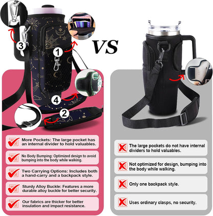 Stanley Carrier Bag for Stanley 40oz/30ozTumbler with Phone with 2 Adjustable Strap,3 Pockets Bottle Stanley Cup Carrier Bag & Case,Accessories for Hiking Travelling