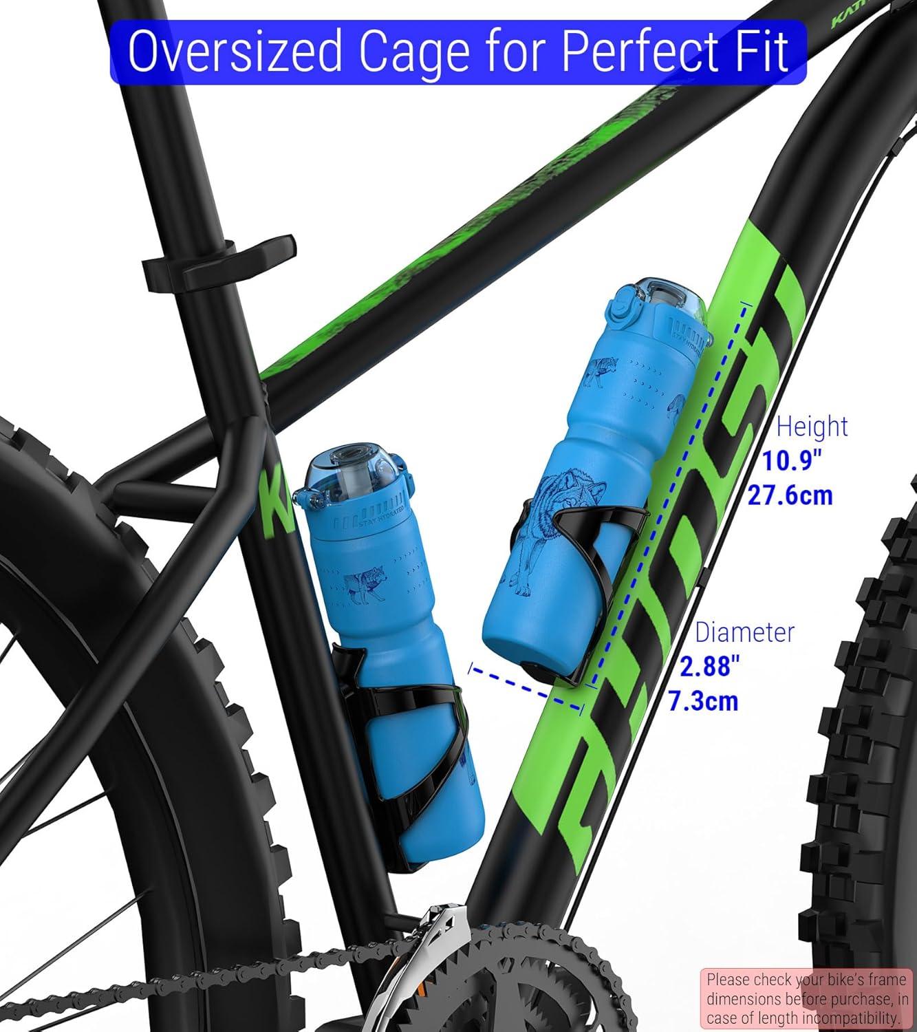 MYFOREST 24oz/700ml Insulated Bike Water Bottle, Odor-Free Surgical Steel Liner, Stronger Grip for Rough Trails, Quick-Open Chug/Straw 2-in-1, Dirt Cap (Glossy Steel)
