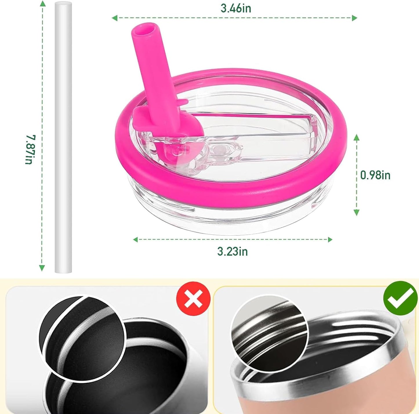 2 Pack 30 oz Tumbler Flip Straw Lid Replacement Compatible for Stanley Quencher, Leak Proof Lid Replacement for 30 OZ Stanley H2.0 FlowState Tumbler,Spill Proof Splash Reusable (Transparent Cream)