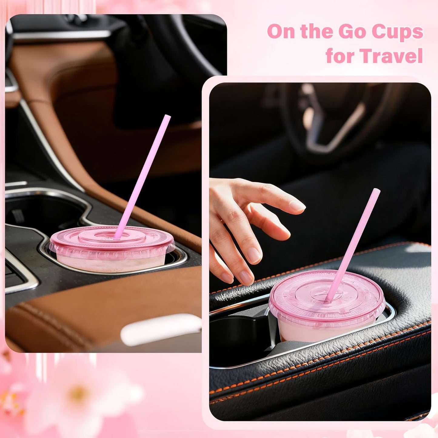 tchrules 100 Set 16oz Plastic Cups with Lids and Straws, Disposable Clear Iced Coffee Cup with Lid, Round Bottom Plastic To Go Cups for Cold Drinks Slushie Smoothie Lemonade Matcha Party Shop Supplies