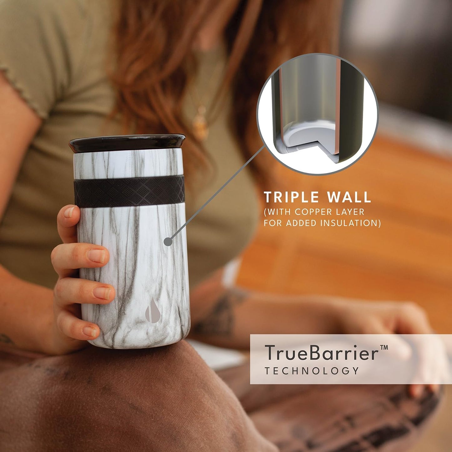 Elemental Artisan Insulated Tumbler, Triple Wall Coffee Travel Mug, Reusable Stainless Steel Coffee Tumbler with Ceramic Lid, Thermal Coffee Cups for Hot (6 Hrs) & Cold (18 Hrs), 16oz - Forest Green