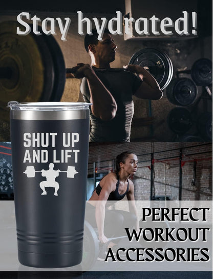 Onebttl Weightlifting Workout Gifts for Men, 20oz Stainless Steel Tumbler with Lid Straw, Sport Exercise Training Gifts for Birthday, Christmas - Lift