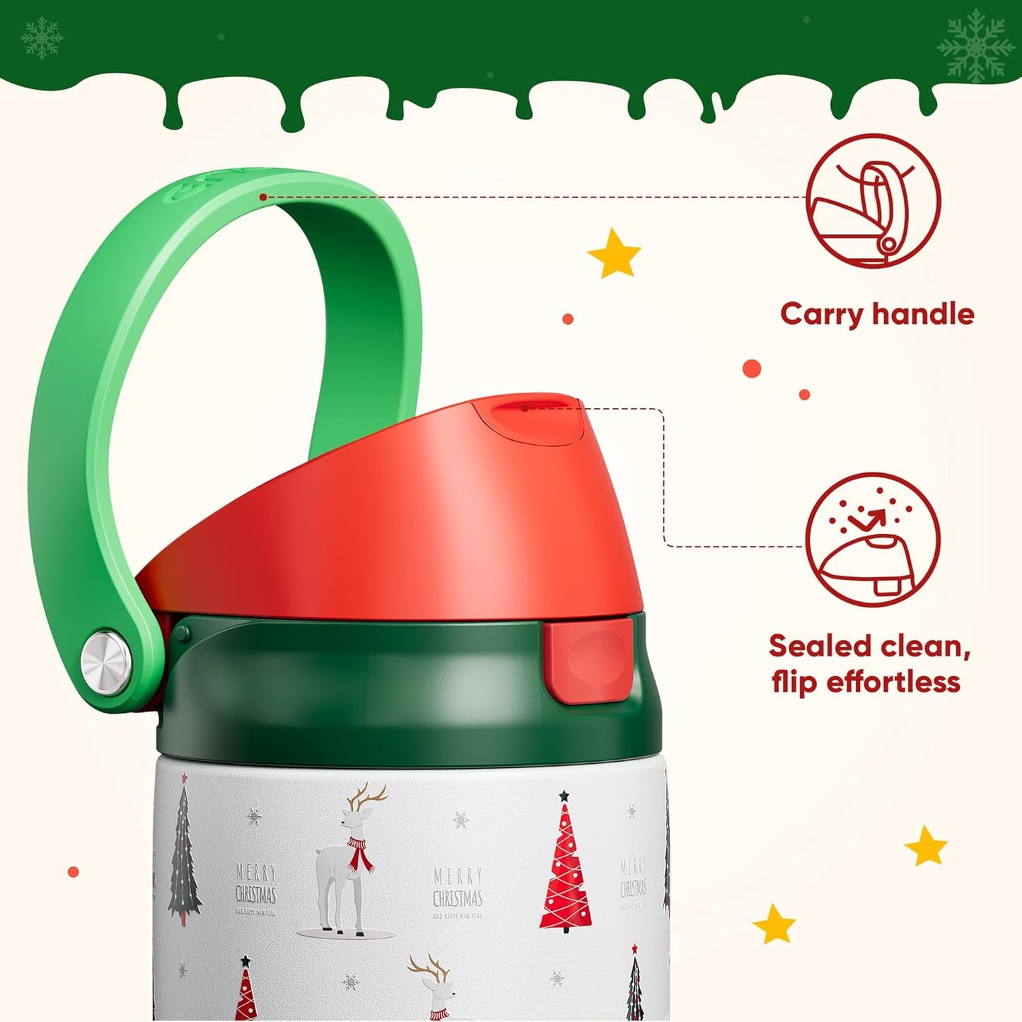 ENCOOL Leakproof Insulated Water Bottle with Straw Dual-Sip Water Bottle Bag-Safe Design for Work, Commute & Gym – Keeps Drinks Cold All Day, 24 oz, Lemonade Pink - Colors A