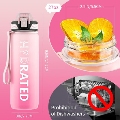 QLUR Water Bottle with Straw, 32oz Motivational Water Bottles with Time Marker to Drink, Tritan BPA Free, 1L Sports Water Bottle with Carry Strap LeakProof for Women Gym Fitness Outdoor (1 Pack)