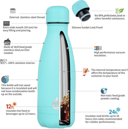 BJPKPK Insulated Water Bottle 12oz Small Stainless Steel Water Bottles Reusable Metal Thermal Keep Cold and Hot,Dreamy Purple - Colors A
