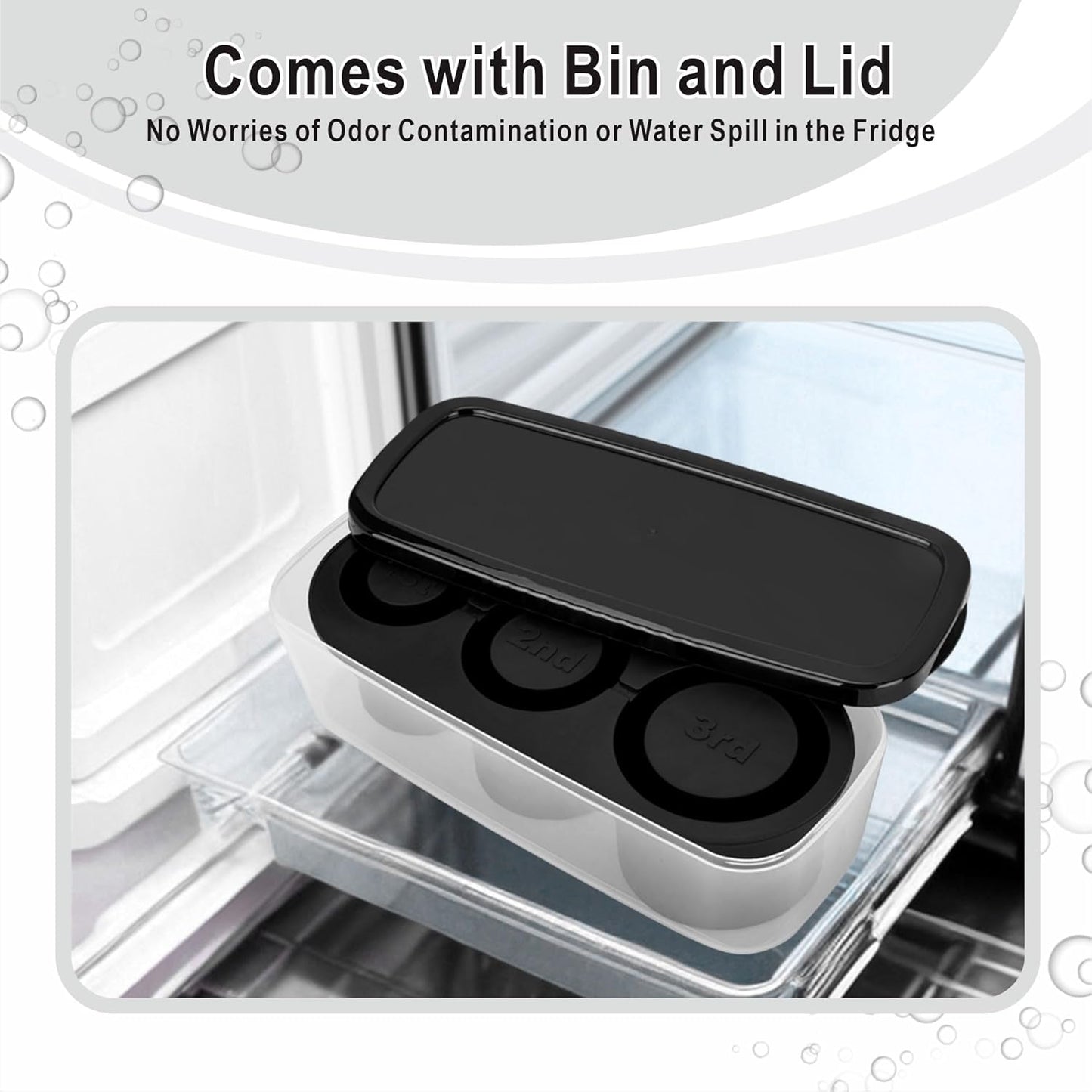 2pc Tumbler Ice Tray for Stanley/Yeti/Simple Modern etc. 30-40oz Tumblers, Silicone Ice Cube Tray for Tumblers with Bin and Lid, Black