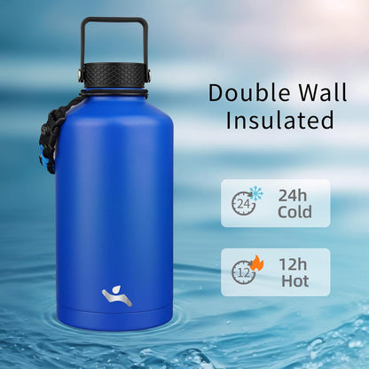 Konokyo 22oz Stainless Steel Bottles with 3 Lids Sport Insulated Water Bottle,Mint