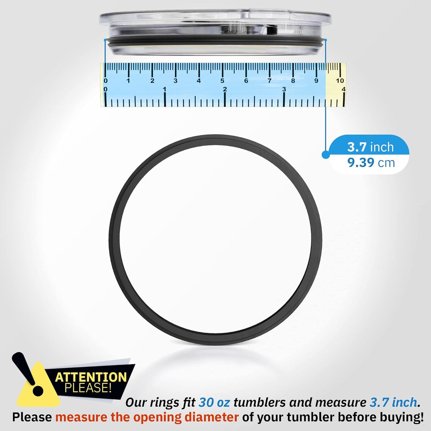 4 Pack - 30 oz Replacement Rubber Lid Ring, 3.7 Inch Diameter Gasket Seals, White Lid Gasket Rings for Insulated Stainless Steel Tumbler fits Yti, Ozark Trail, Beast and Renowned Brands