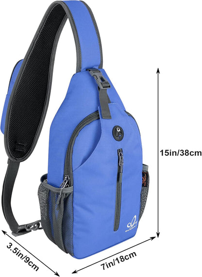 WATERFLY Crossbody Sling Backpack Sling Bag Travel Hiking Chest Bag Daypack (Black)