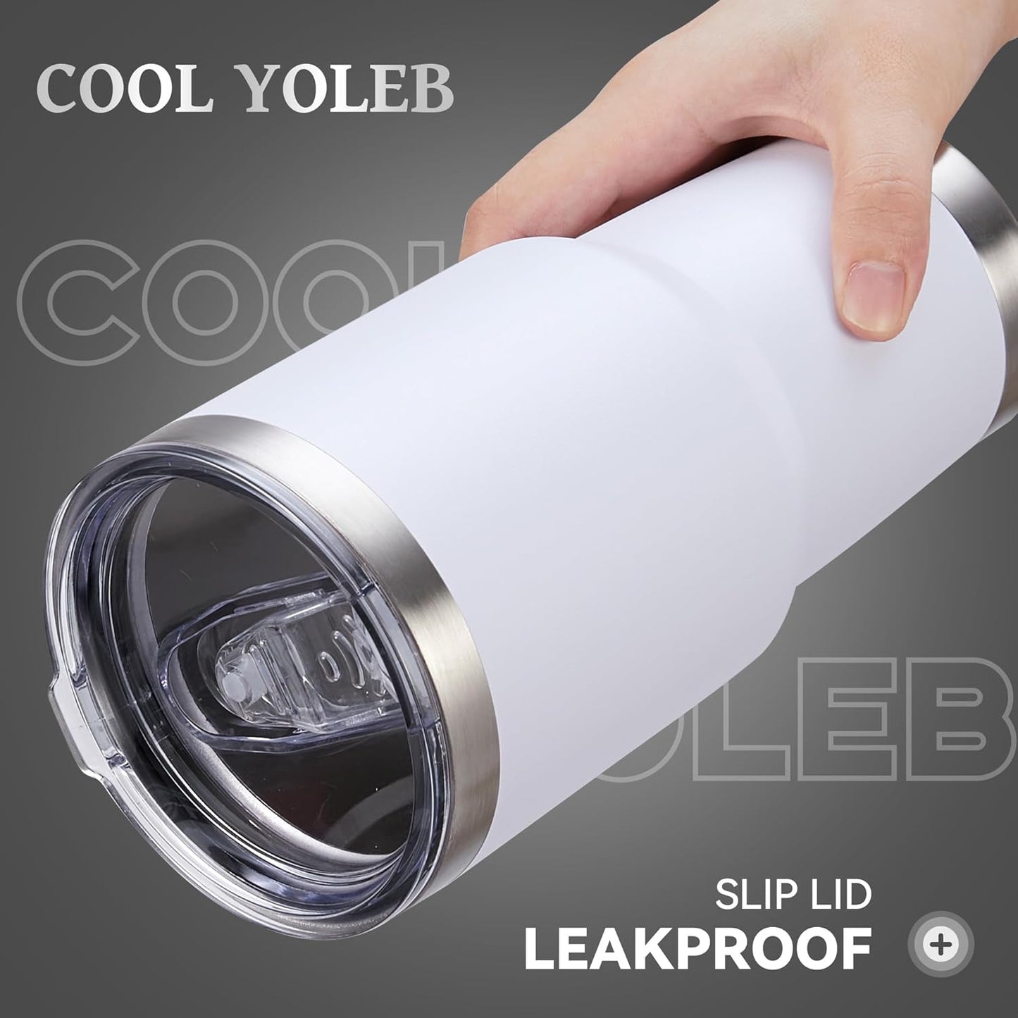 30 oz Tumbler with Lid Stainless Steel Tumblers Vacuum Insulated Cup Reusable Powder Coated Travel Mug Double Wall Leak Proof Portable Cups Keep Cold Drinks for 12 Hours, Stainless, 1 Pack