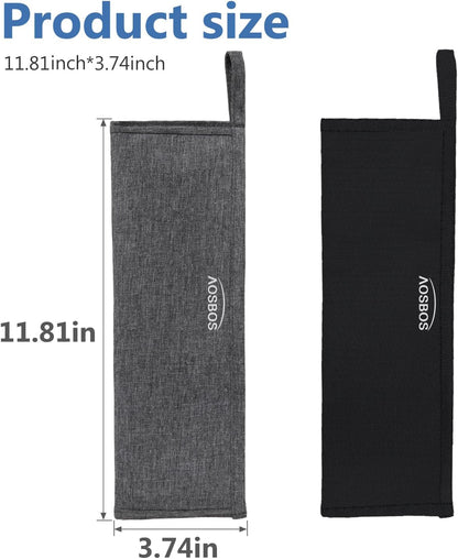 Aosbos Reusable Stainless Steel Straw Case - Metal Pouch with Silicone Straws - Travel Utensil Sets Pouch, Black