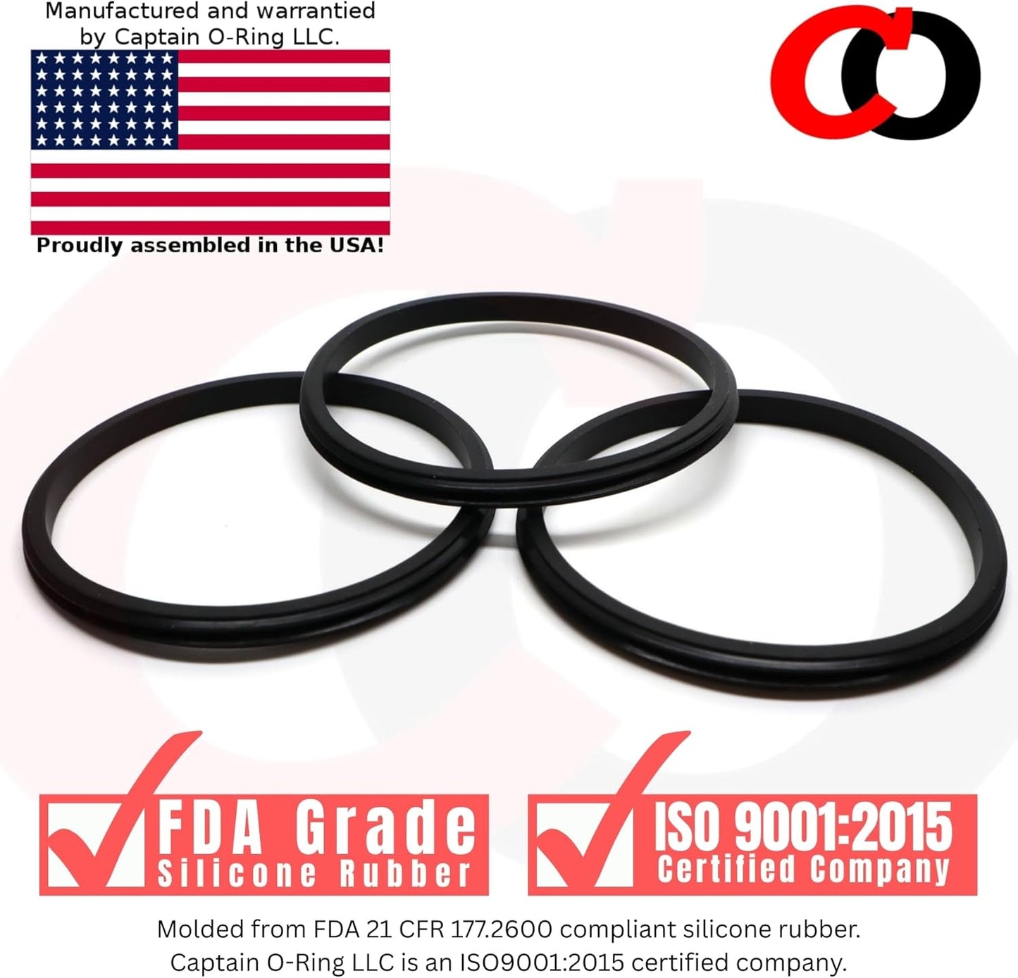 Captain O-Ring – Replacement Lid Seal Gaskets for Yeti Stainless Steel Insulated Tumbler Mugs (3 Pack) [20 oz Lid Size]