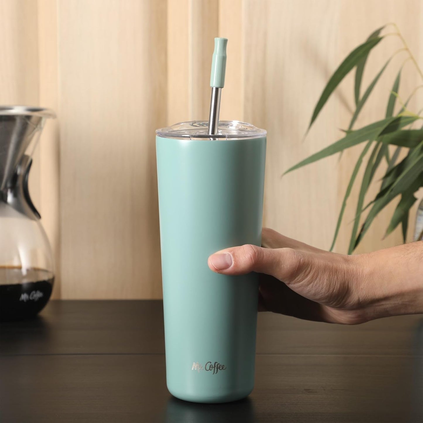Mr. Coffee Java Quest 16 oz Double Wall Stainless Steel Tumbler with Lid & Reusable Straw, Insulated Thermal Drink Cup for Hot & Cold Beverages, Teal