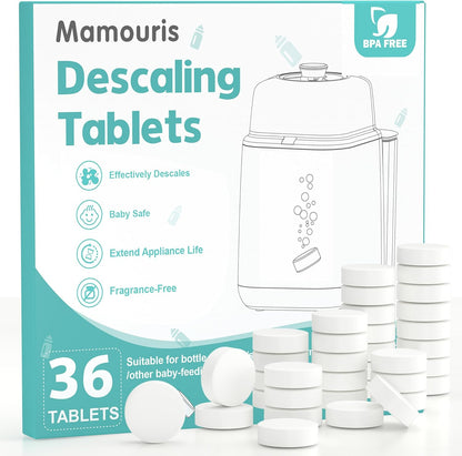 Descaling Tablets for Bottle Washer & Warmers: 36 Count Descaler Tablets Removes Limescale & Milk Residue, Citric Acid Cleaner Compatible with Momcozy Baby Brezza Grownsy Papablic Baby Bottle Washer